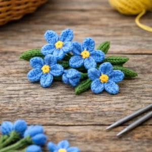 Flores “Forget-Me-Nots” em Tricô – Padrão Digital PDF